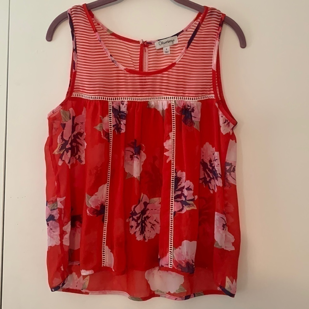 olsenboye Boho Sleeveless Blouse Striped Floral Red Women’s S